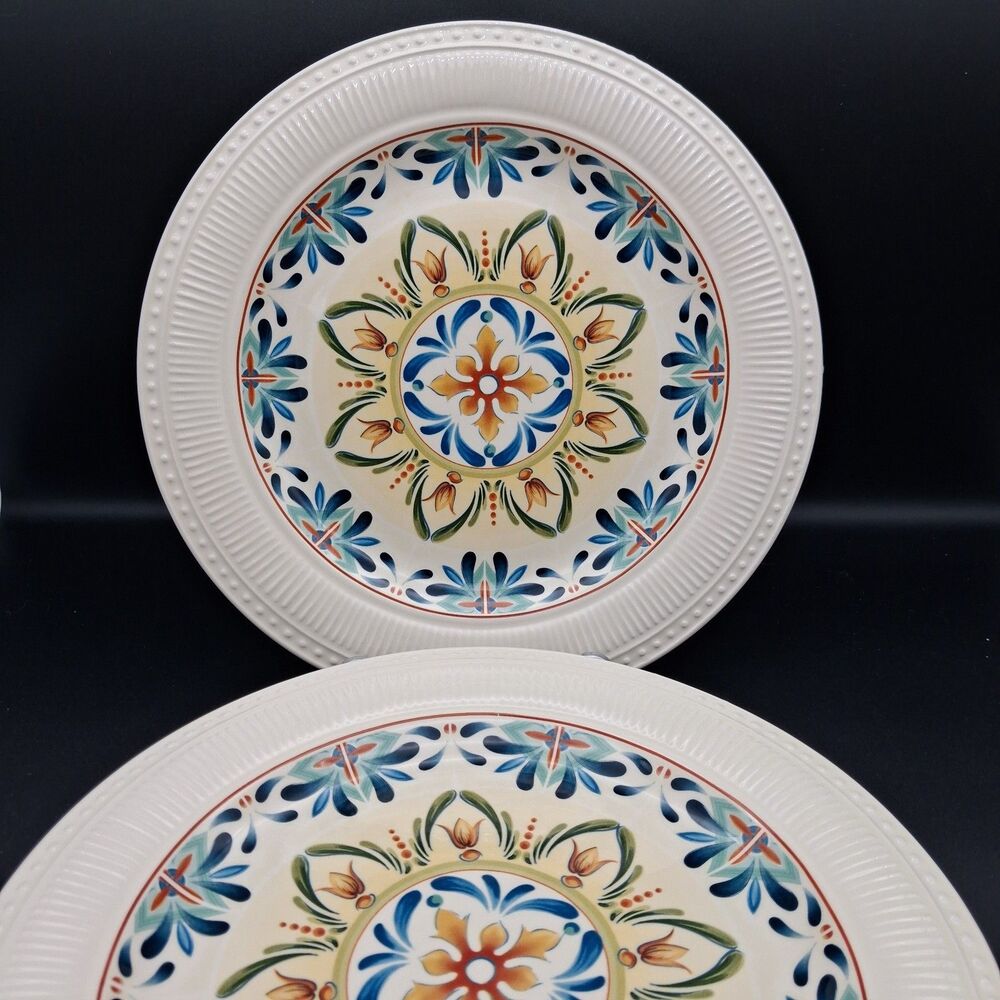 Pier 1 Imports Athena Ironstone Dinner Plates 11" Set of 4 Floral